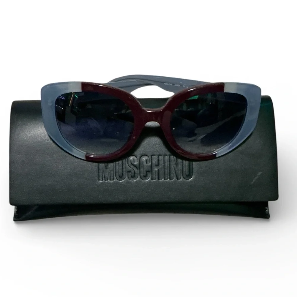 MOSCHINO 53mm Gradient Sunglasses Blue/Brown $262 Retail NWT